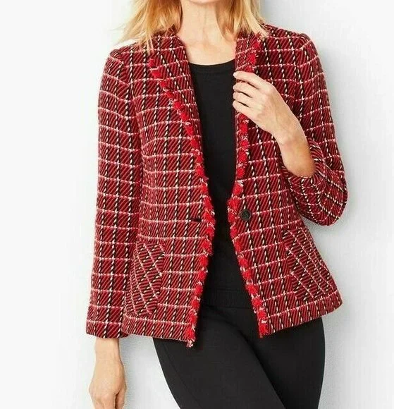 Talbots Jackets Coats Talbots Twill Check Jacket Ls Cropped